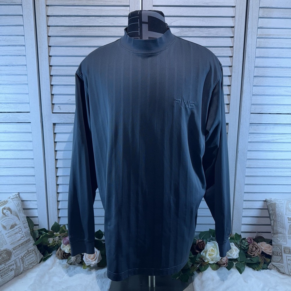 Ping Striped Navy Blue Pullover - Breathable Mens Size XXL Pullover